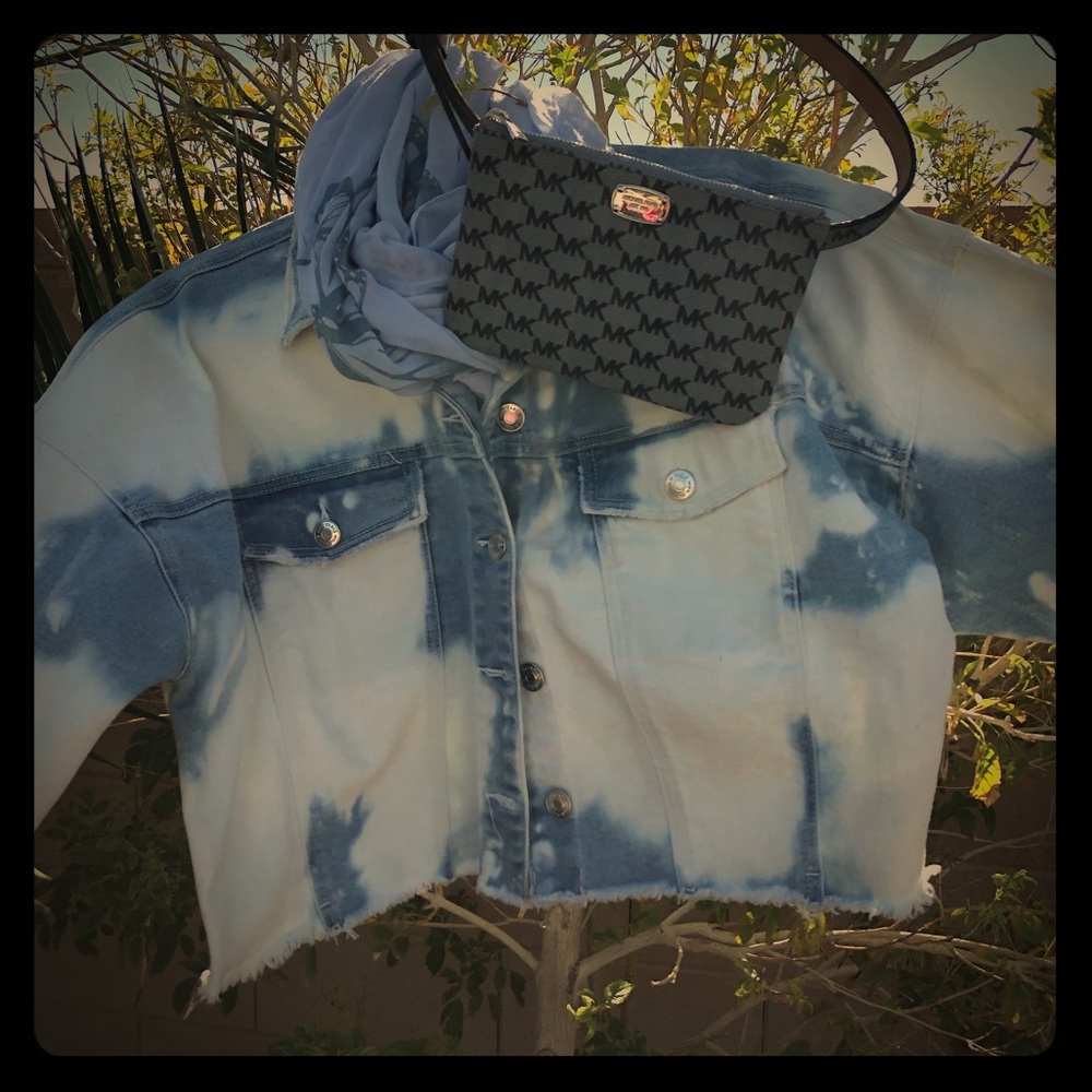 Adorable tie-dye styled chic Jean jacket
